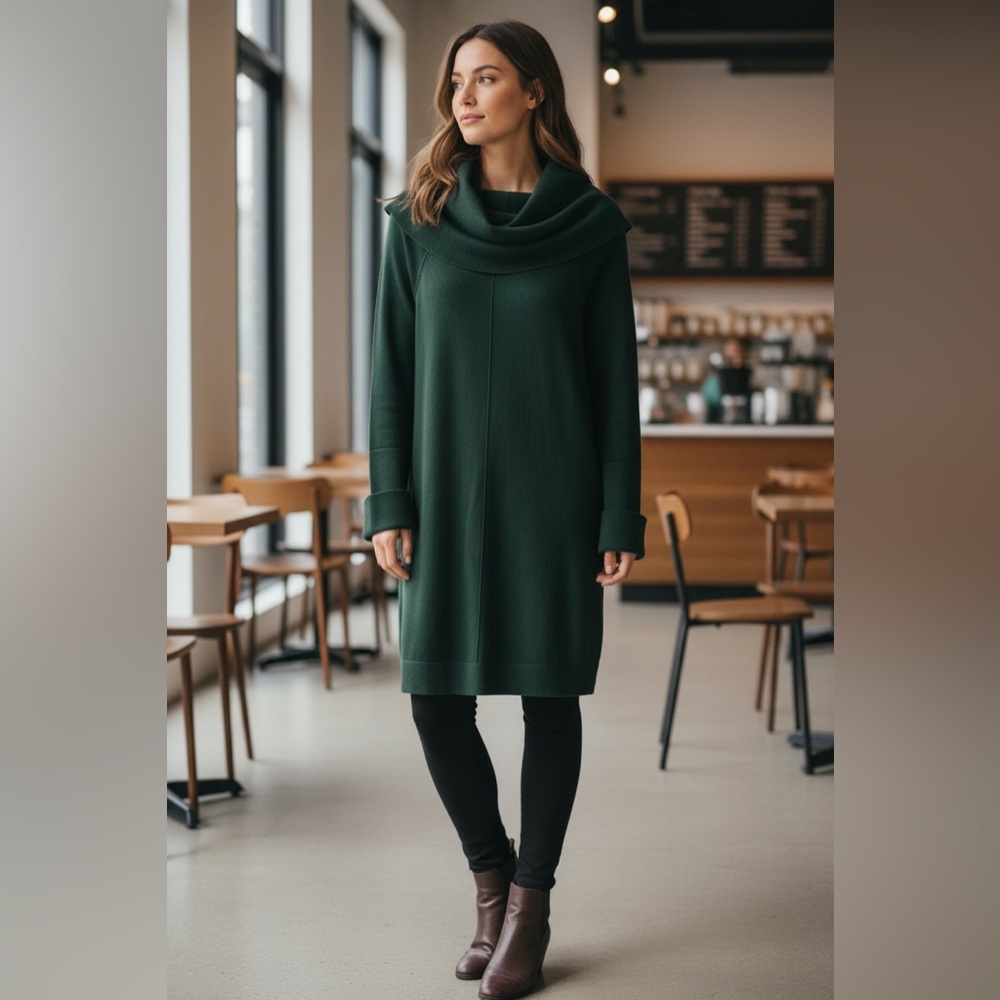 Vince Camuto Women's Green Cowl Neck Dress - Size S